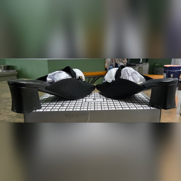 Women's Knit Pointed Toe Chunky Heel Mules #939 - Picture 3 of 15